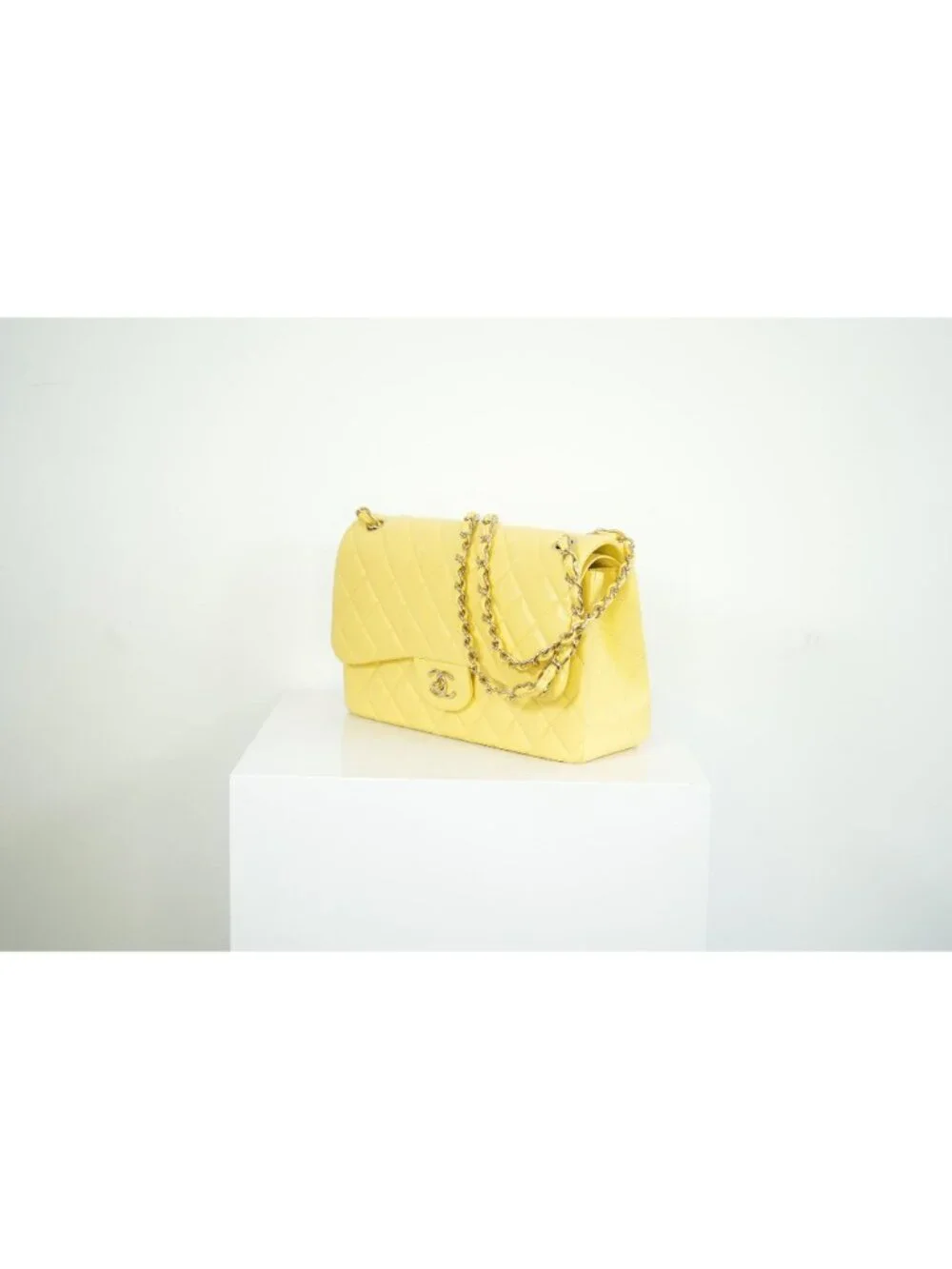 Chanel Flap Caviar Large Double Flap Yellow Full Set